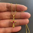 thumbnail image 3 of Korea Gold 24K Necklace Gold Plating Cross Necklace For Girls Jewelry Gift Religion, 3 of 5