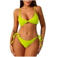thumbnail image 1 of ZVAVZ Two Piece Swimsuit for Women,Womens Lace Up Backless Bathing Suits Swim Suit Ruched High Cut Tummy Control Bikini Set Monokini Yellow M, 1 of 3