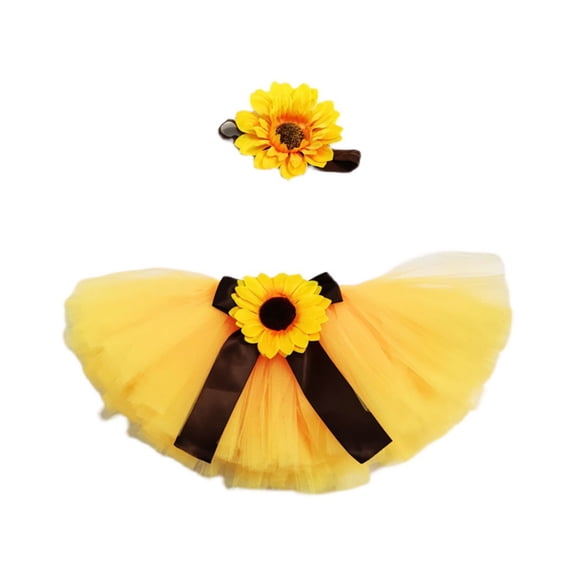 Photography Costume Clothing Sunflowers Headband and Bowknot Skirt Outfit Photography Props Photo Clothes