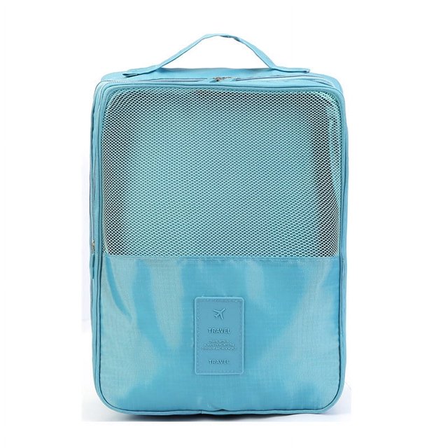 Upgraded Dual-Layer Waterproof Shoe Organizer Bag for Travel & Home Use - 3-Compartment Storage Solution, Light Blue, Direct from Manufacturer with Enhanced Durability and Versatile Design