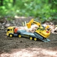 thumbnail image 3 of Transporte de vehículos Maxx Action 17 con excavadora: luces brillantes y sonidos de construcción | Remolque impulsado por fricción | Juego de juguetes de 3 piezas para niños | Camión de construcción, 3 of 5