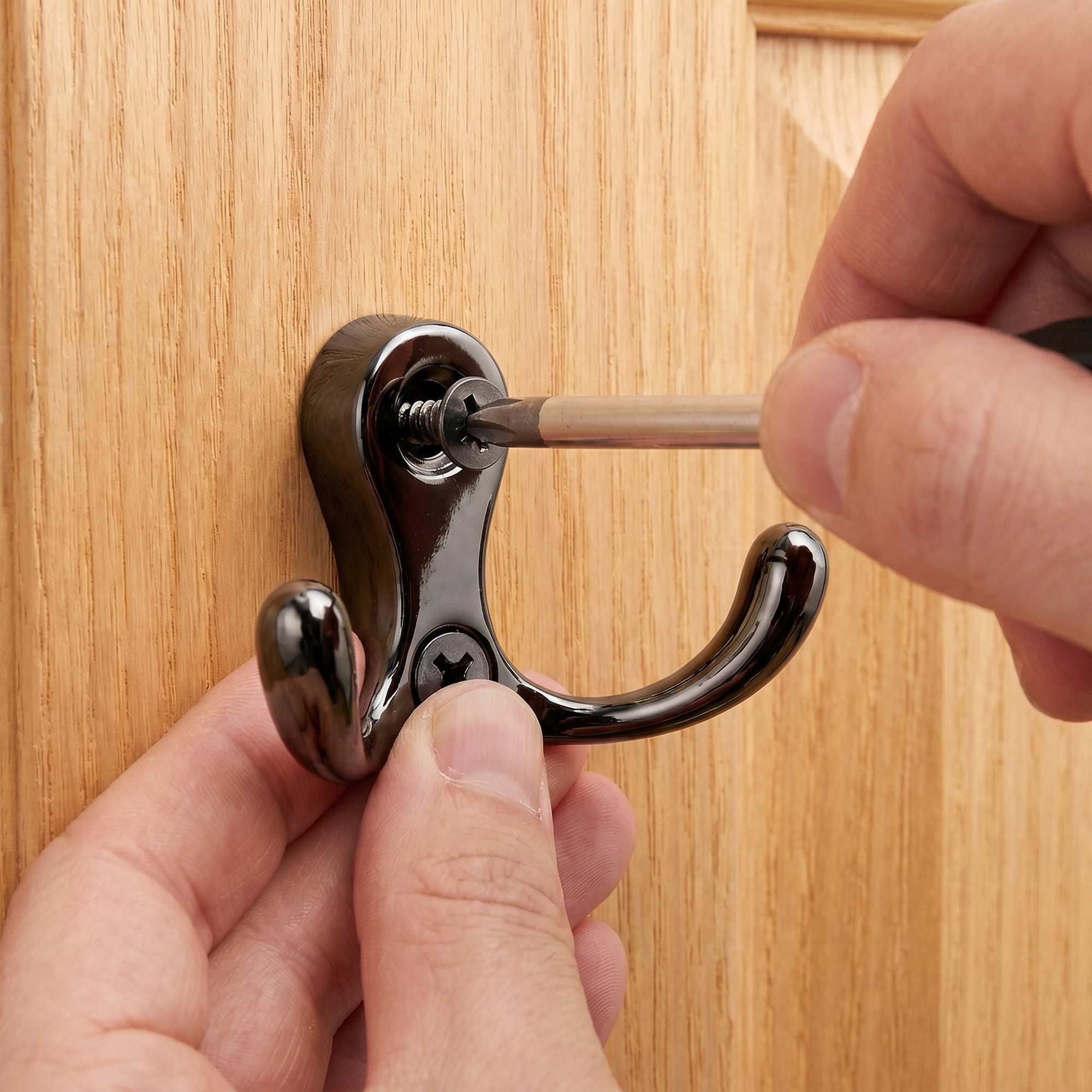 Unique Bargains 12Pcs Utility Hooks Metal Durable Wall Hooks Black 2.2x1.2inch