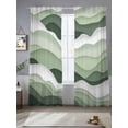 thumbnail image 2 of Sage Green Sheer Curtains 84 Inch Long 2 Panels, and White Ombre Striped Wave Gradient Light Filtering Rod Pocket Curtains, Sheer Voile Drapes for Living Room Bedroom, 52"x84", 2 of 8