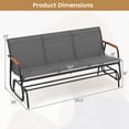 thumbnail image 3 of Costway Patio Glider Bench for 3, Swing Gliding Long Seat with Curved Teak Armrests Gray, 3 of 10