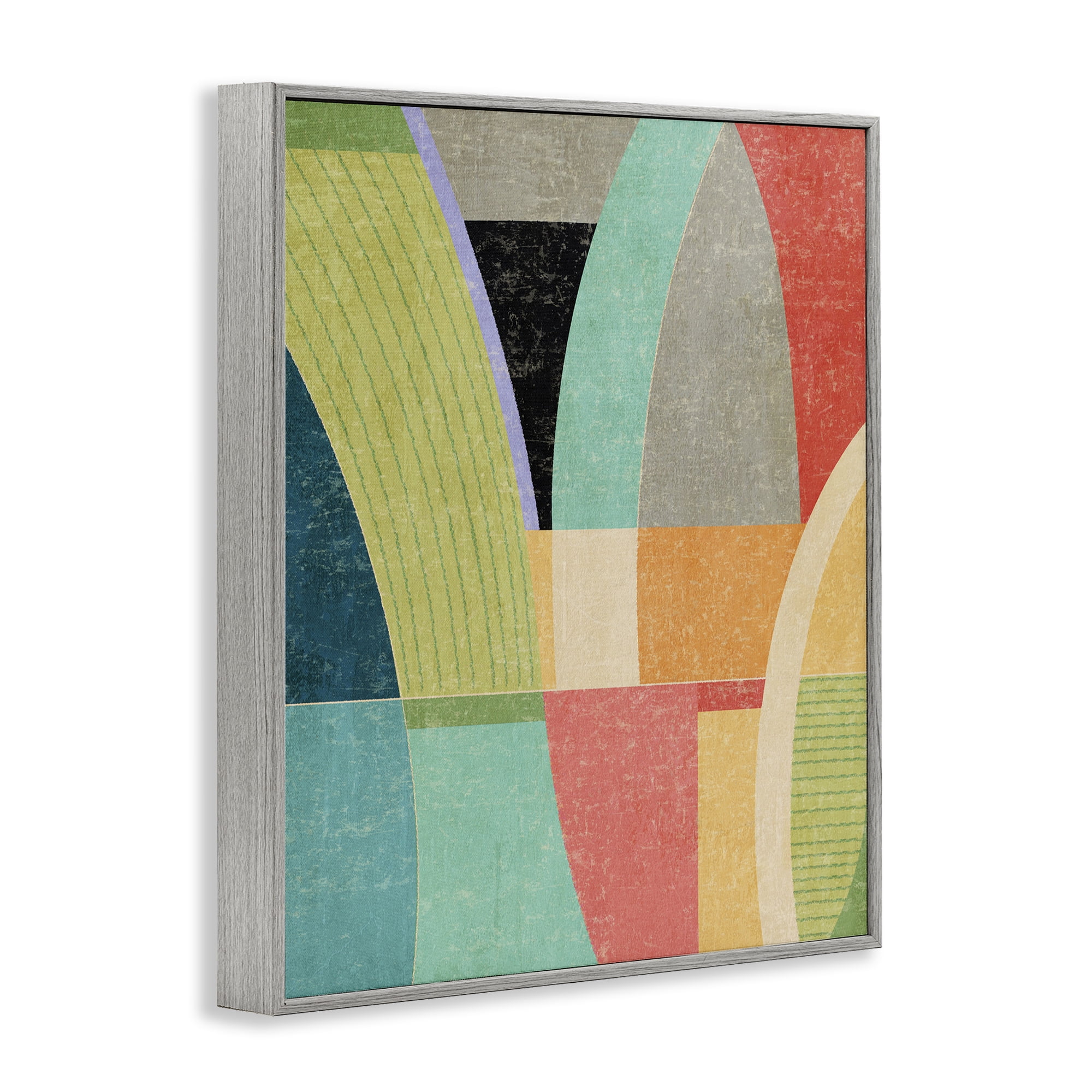 Stupell Industries Retro Geometric Archways Gray Framed Giclee Art, design by Suzanne Nicoll