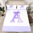 thumbnail image 2 of jejeloiu Bowtie Monogrammed D Full Size Sheets,Ribbon Bow Knot Bed Sheets For Girls 4pcs, 2 of 7