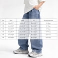 thumbnail image 3 of Duqingm Boy's Baggy Jeans Wide Leg Hip Hop Pants Irregular Sutures Loose Fit Trousers Streetwear (Blue,14-15 Years), 3 of 7
