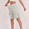 thumbnail image 2 of Bermuda Shorts for Women Summer Quick Dry Cargo Shorts with Pockets Outdoor Drawstring Knee Length Hiking Short, 2 of 8
