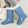 thumbnail image 2 of Stylish Women's Rain Shoes High Heel Knee High Comfort Lady Mid Calf Snow Boots Non Removable Outdoor Rubber Water Shoes, 2 of 5