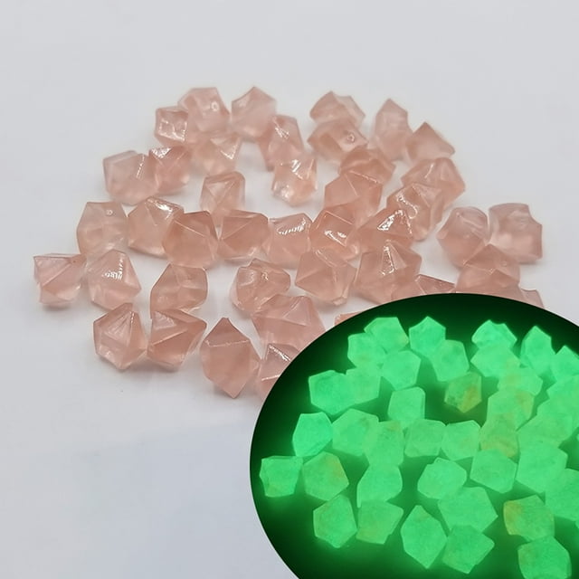 Xihbxyly Juego de Piedras Luminosas, 100 Piedras Romboidales Multicolores, Decoración Luminosa para Jardín Al Aire Libre, Resina Ecológica, Ideal para Pasarelas, Peceras y Piscinas, Tamaño 1,4 X 1,1