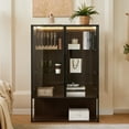 thumbnail image 2 of 51.2'' Tall Metal Frame Cabinet For Display With Tempered Glass Door And Led Lighting - Modern Minimalist Style Living Room, Office, Study Lighting,, 2 of 7
