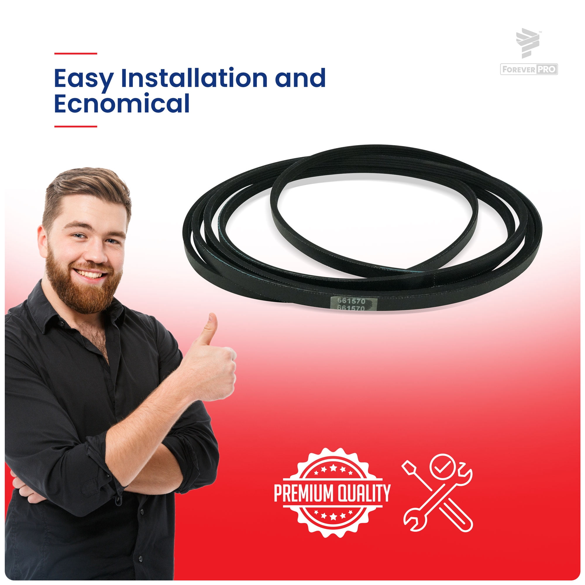 ForeverPRO 661570V Belt for Whirlpool Dryer 3387610 3389728 3393999 339728