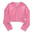 thumbnail image 2 of Cyndeelee Girls Long Sleeve Beaded Sequin Scallop Trim Bolero Cotton Shrug Cardigan (Pink, 6X), 2 of 5