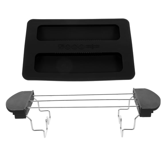 Hemobllo 2-Pack Black Silicone Bread Maker Dust Covers with Foldable Toast Rack for Kitchen Counter and Home Use