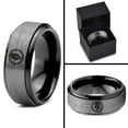 thumbnail image 4 of Tungsten Writing Writer Ink Fountain Pen Band Ring 8mm Men Women Comfort Fit Black Step Bevel Edge Brushed Gray Polished, 4 of 4