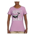 thumbnail image 2 of Wild Bobby Respect The Locals Save Our Oceans Whale Animal Lover Women Graphic Tee, Light Pink, Medium, 2 of 6
