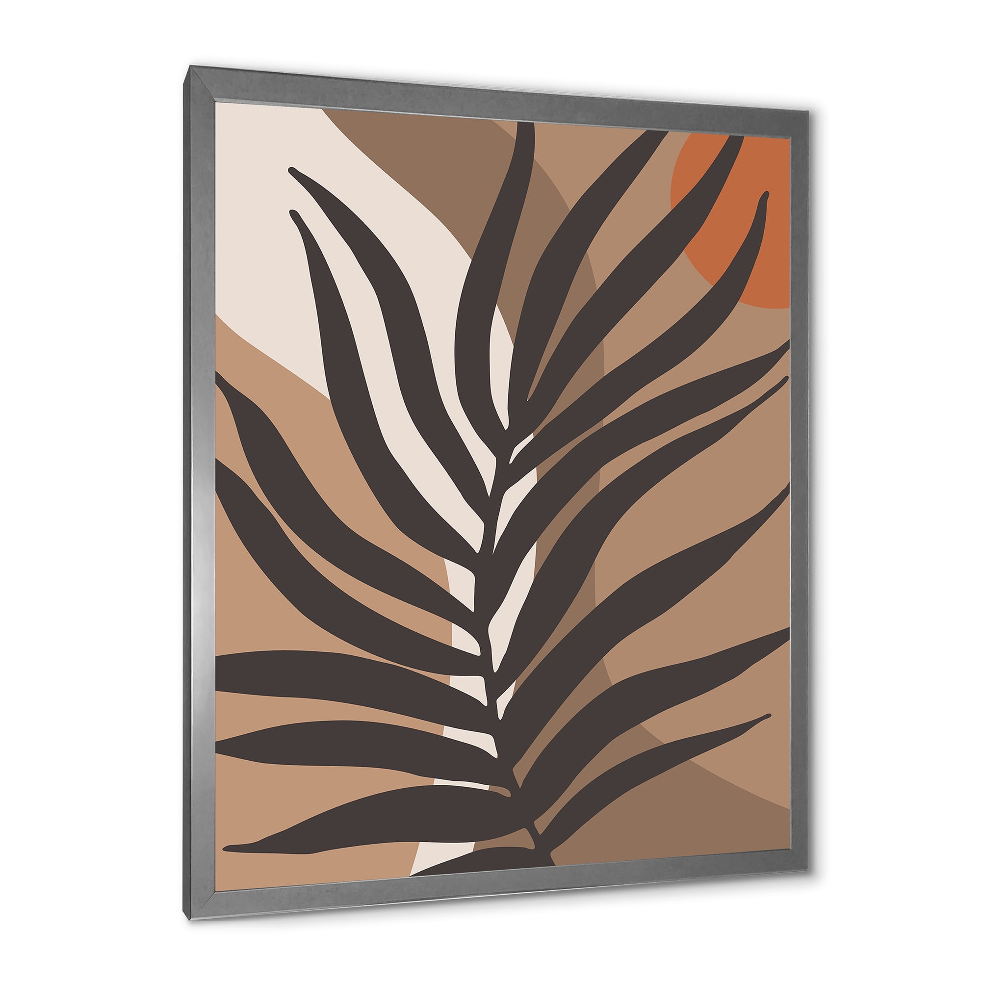 Designart 'Shapes and Tropical Leaf Silhouettes II' Modern Framed Art Print