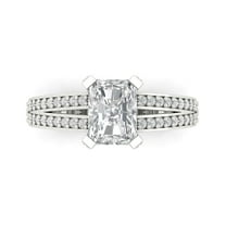 Solitaire with Accents Engagement Ring for Women - 2.35ct Moissanite in 18K White Gold Promise Ring