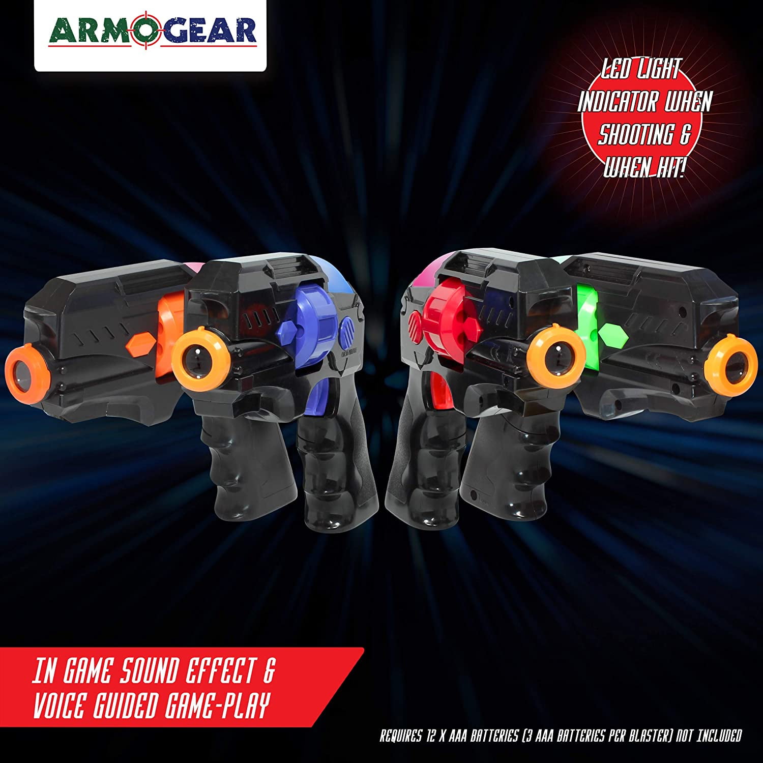 ArmoGear Laser Tag – Laser Tag Guns with Vests Set of 4 – Multi Player  Lazer Tag Set for Kids Toy for Teen Boys & Girls – Outdoor Game for Kids