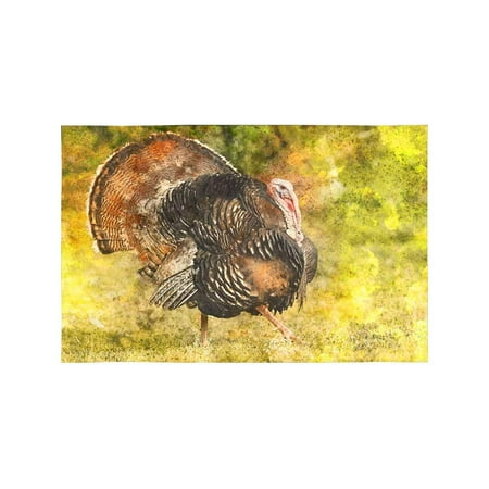 

MKHERT Wild Eastern Turkey Watercolor Painting Thanksgiving Day Placemats Table Mats for Dining Room Kitchen Table Decoration 12x18 inch Set of 6