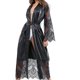 thumbnail image 2 of Mujeres Sexy Lace Long Robe Ropa de dormir Ropa de dormir Albornoz Camisón, Negro, L Speravity XX000217-07, 2 of 7
