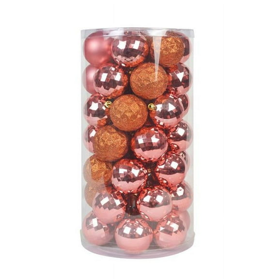 Jeco 48 Piece Shatterproof Plastic Christmas Ornament Set in Brass