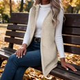 thumbnail image 2 of Busydd Women Fleece Vest Solid Color Hooded Warm Winter Vest for Women Trendy Open Front Sleeveless Womens Vests Outerwear, 2 of 11