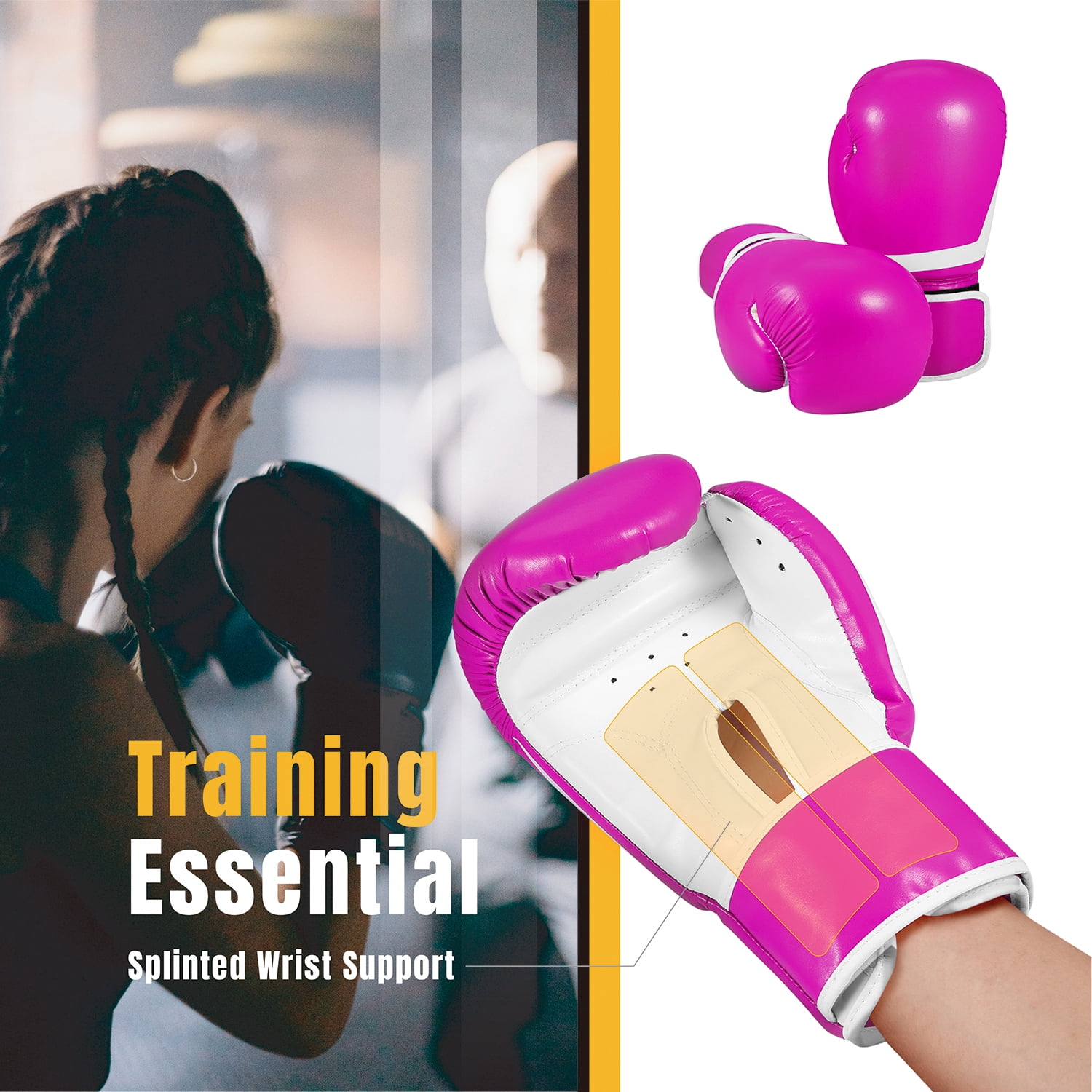 10 oz Boxing Sparring Training Gloves for Men, Youth, and Women, Boxing Gloves Punching Bag Gloves 10 Ounce for KickBoxing, MMA, Muay Thai, Training, Sparing, Bagwork with Wrist Wrap, Pink