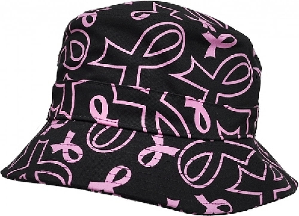 Pink Ribbon All Over Ladies Bucket Hat 
