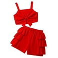 thumbnail image 2 of ATOGUTA Girls Vacation Outfits Kids Sleeveless Crop Tank Top Shorts Tween Girls Trendy Clothing Set Red, Size 8-13 Years, 2 of 6