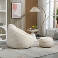 thumbnail image 5 of CKEASEAN 37W Bean Bag Sofa Chair with Ottoman, High Pressure Foam Stuffed Modern Compression Sofa, Comfy Shell-Shaped Lazy couch for Living Room or Bedroom, No Assembly Required, 5 of 10