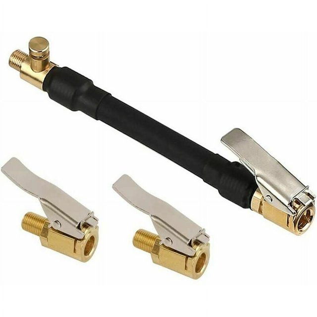 Adaptador de válvula para neumáticos de coche, manguera para bomba de inflado de neumáticos con 2 boquillas de latón, conector de válvula para inflado de coche, bicicleta y motocicleta -