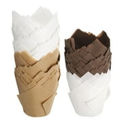150Pcs Tulip Baking Cups Cupcake Muffins Liners Paper Greaseproof Wrappers for Wedding(3.1" x 2", Brown/White/Coffee/)