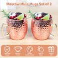 thumbnail image 3 of Jetcloudlive Moscow Mule Mugs Set of 2,16 oz Hammered Copper Cups with 304 Stainless Steel Lining and Gold Brass Handles,Perfect for Cold Drinks,Beer,Wine,Bars,Parties,Gifts, 3 of 9