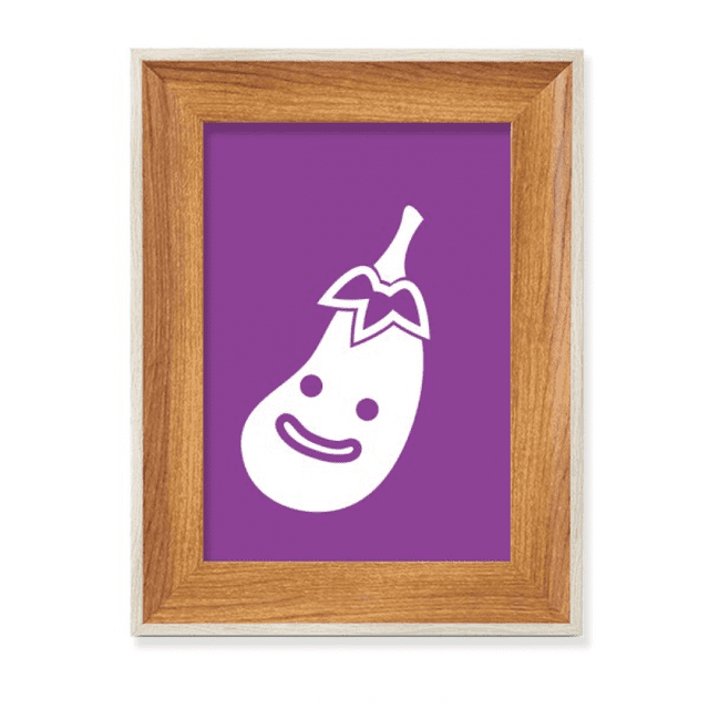 Vegetable Expression Happy Eggplant Body Desktop Wooden Photo Frame Display Picture Art Painting Multiple Sets