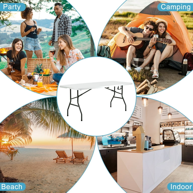NiamVelo 6ft Foldable Table with Handle, Indoor & Outdoor