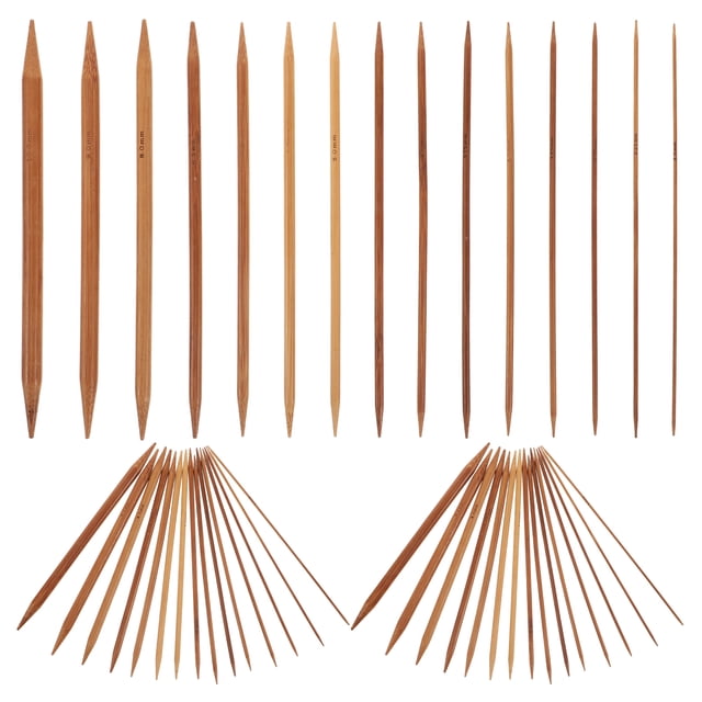 MasteelfCA 75 Pcs 20cm Bamboo Knitting Needles Set Dual-end Carbonization Knitting Needles Handmade Long Sweater Straight Needle Kit for Home DIY Sewing (Chocolate)