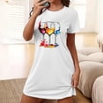 thumbnail image 1 of Shorts pour Femmes, Chemises à Manches Courtes pour Femmes, Chemise de Nuit Courte Surdimensionnée pour Femmes Mode avec Imprimé sur la Poitrine Robe de Nuit à Manches Courtes, 1 of 5