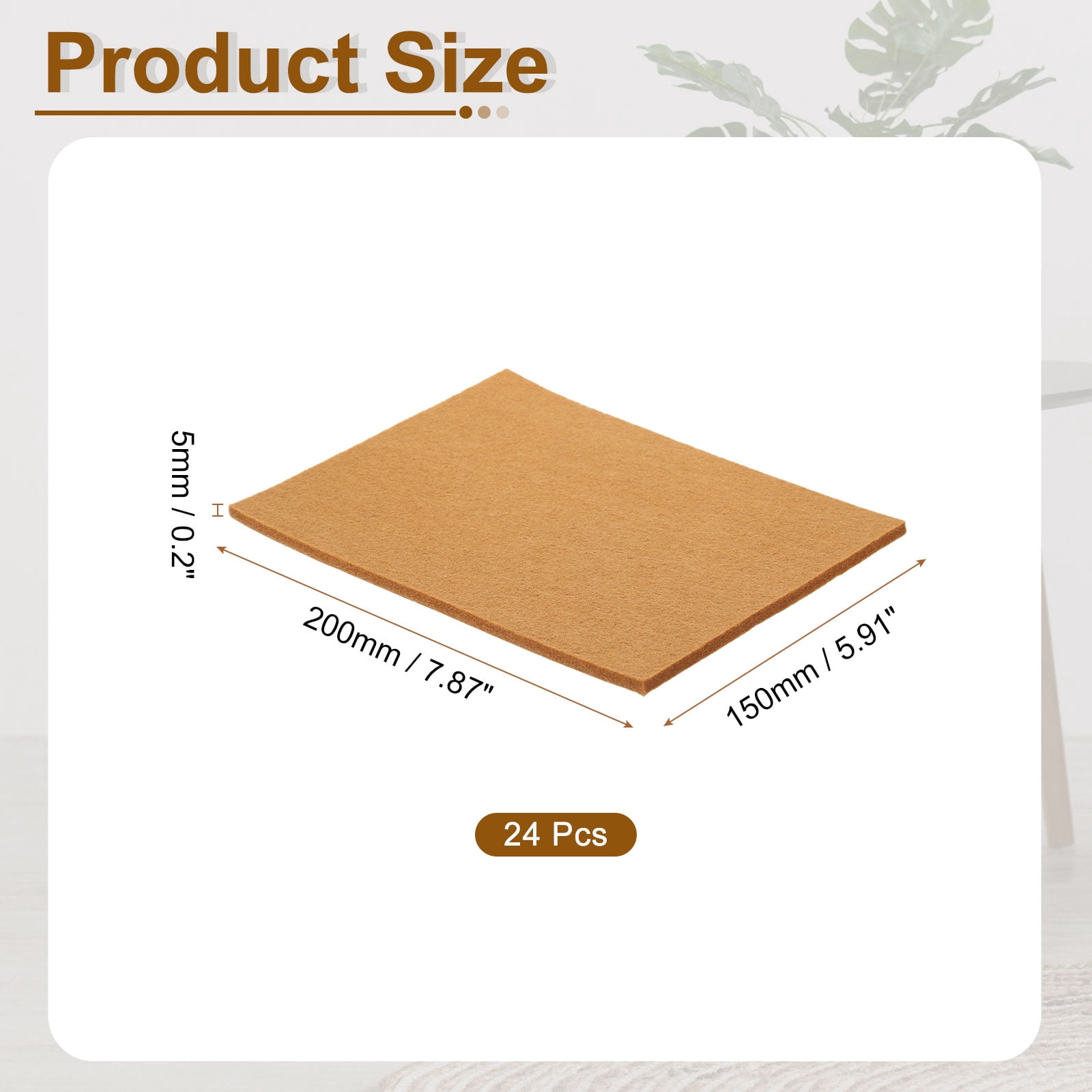 Felt Furniture Pads, 24Pack 7.87" x 5.91" Adhesive Backed Felt Non-slip Anti-scratch Chair Leg Protectors for Protecting Hardwood Floor, Light Brown