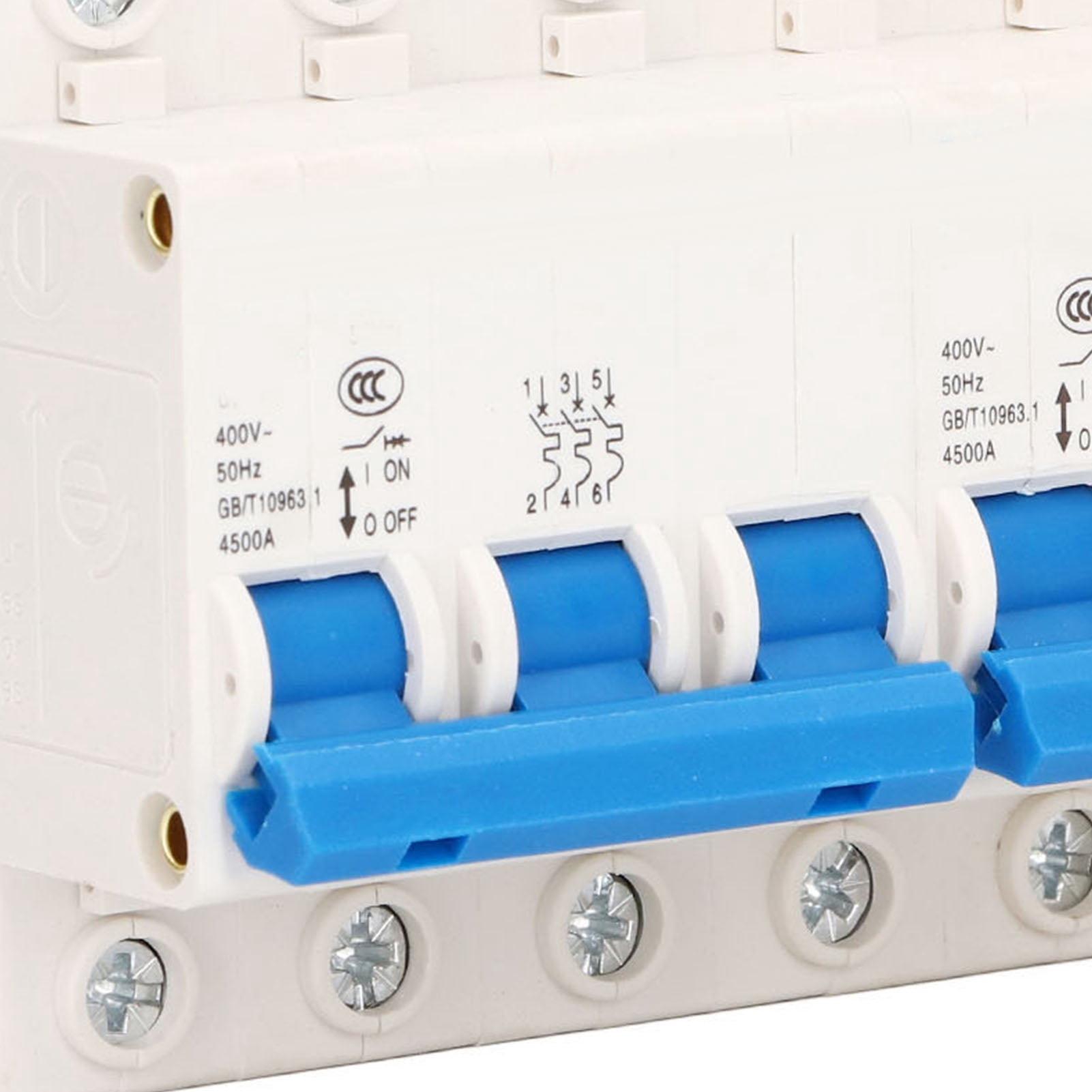 Dual Power Circuit Breaker DIN Guide Rail Micro Interlock 3P+3P 4500A Manual Transfer Switch AC400V 63A