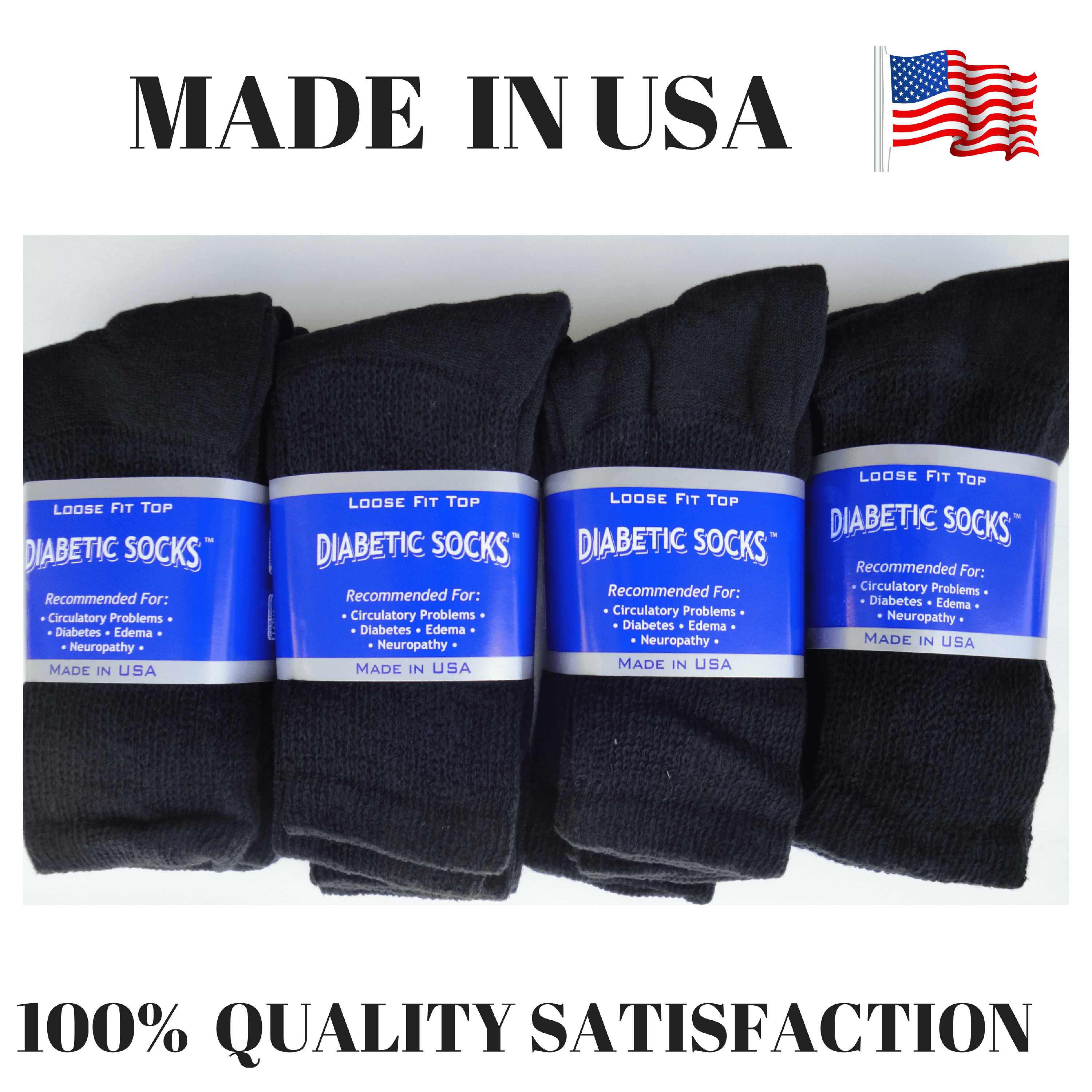 Creswell 12 Pairs Of Mens Black Diabetic Crew Socks 1013 Size