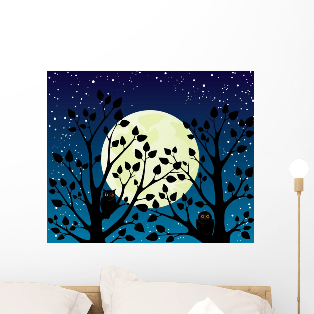 Full Moon Midnight Cmyk Wall Mural by Wallmonkeys Peel and Stick ...