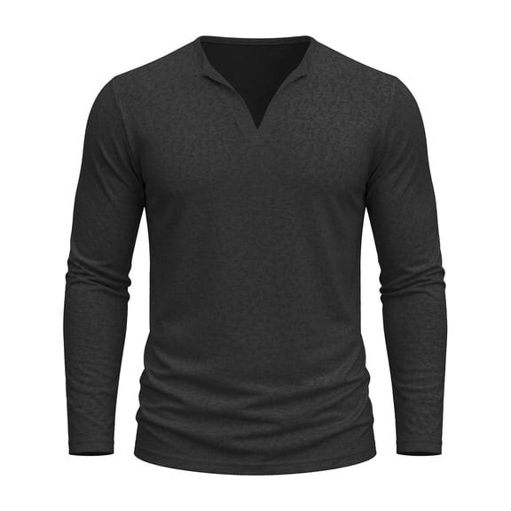 jjayotai Men Long Sleeve Athletic Shirts Casual V-Neck Basic Stylish Stretch Tee Shirts for Gym Work Sports Bodybuilding