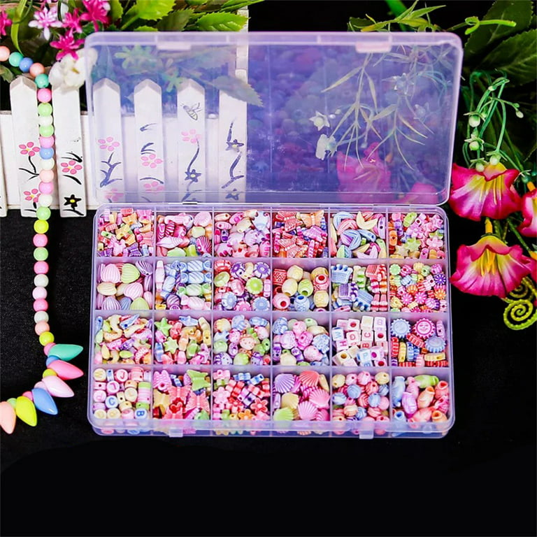 LNKOO 480Pcs DIY Beads Set with String, 24 Different Types and