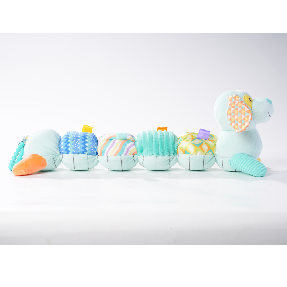 YYhl Baby Musical Toys Infant Toys Stuffed Dog Toys, Baby Teething Toys for Newborn Sensory Boys Girls 0 3 6 12 Months Doggy Caterpillar Height Chart Blue