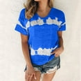 thumbnail image 2 of tklpehg Shirts for Women Trendy Summer Short Sleeve Color Block Patchwork Graphic Shirts Causal Comfortable Relaxed Fit T Shirts Crewneck Tie Dye Shirts Going Out Tops Blouses Blue XL, 2 of 4