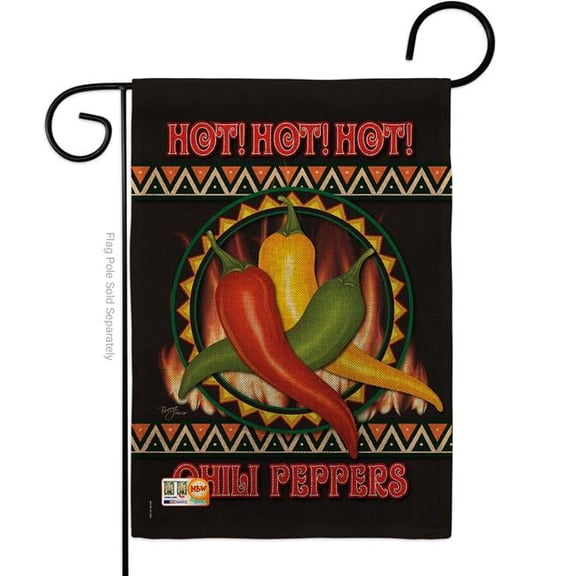 Breeze Decor BD-VG-G-117031-IP-DB-D-US13-BD 13 x 18.5 in. Chili Peppers Burlap Food Vegetable Impressions Decorative Vertical Double Sided Garden Flag