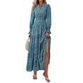 thumbnail image 1 of Vestido largo PRETTYGARDEN con estampado floral primavera 2025 y cuello en V para mujer, 1 of 5