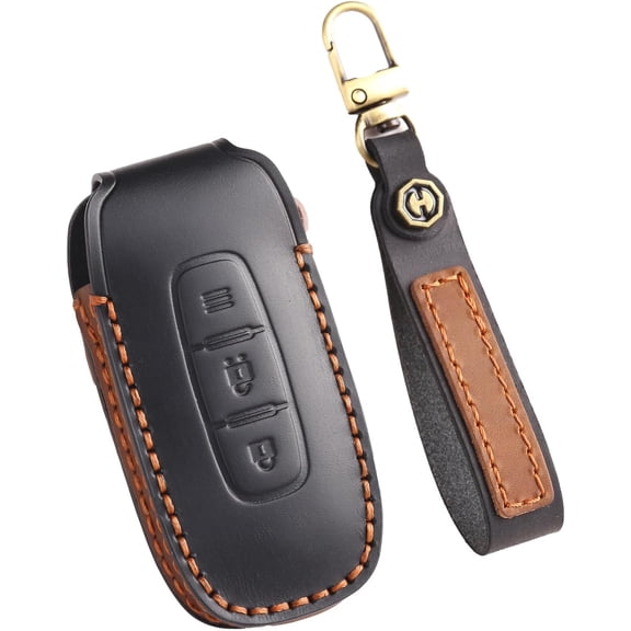 Leather Key Fob Cover Compatible with Nissan Pathfinder Rogue Car Key Case With Keychain Key Shell