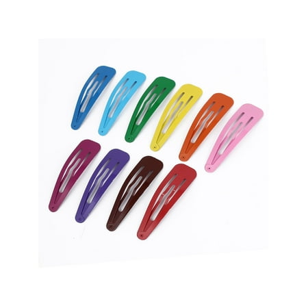 - 10 Pcs 67mm Assorted Color Metal Snap Hair Clips Hairpin Multicolor Rainbow
